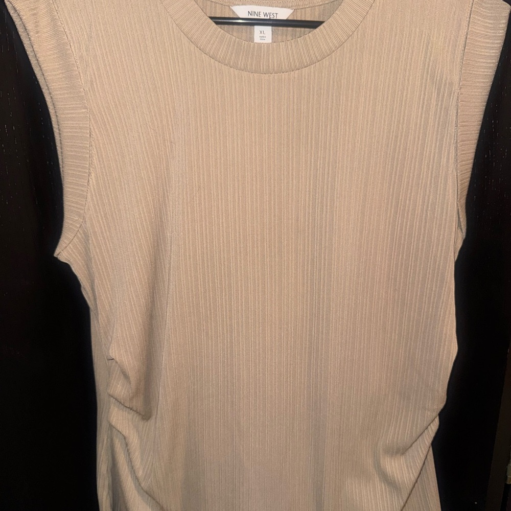 Nine West Cream Ribbed Muscle Tee